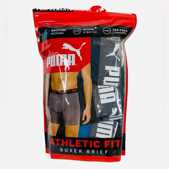 Puma Men's 3-Pack Athletic Fit Boxer Briefs-Performance Stretch Tag Free Size M - Picture 4 of 6